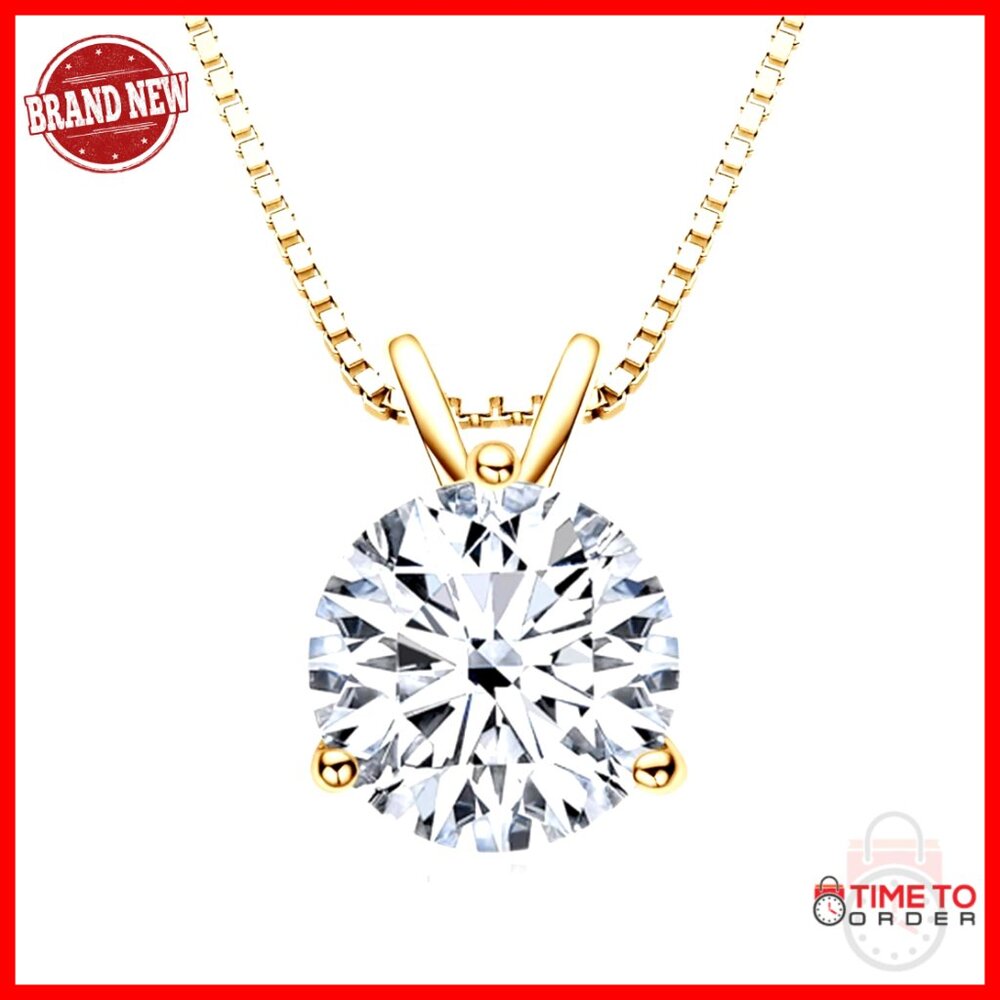 Moissanite Solitaire Pendant Necklace Elegant Minimal Classic Sterling Silver